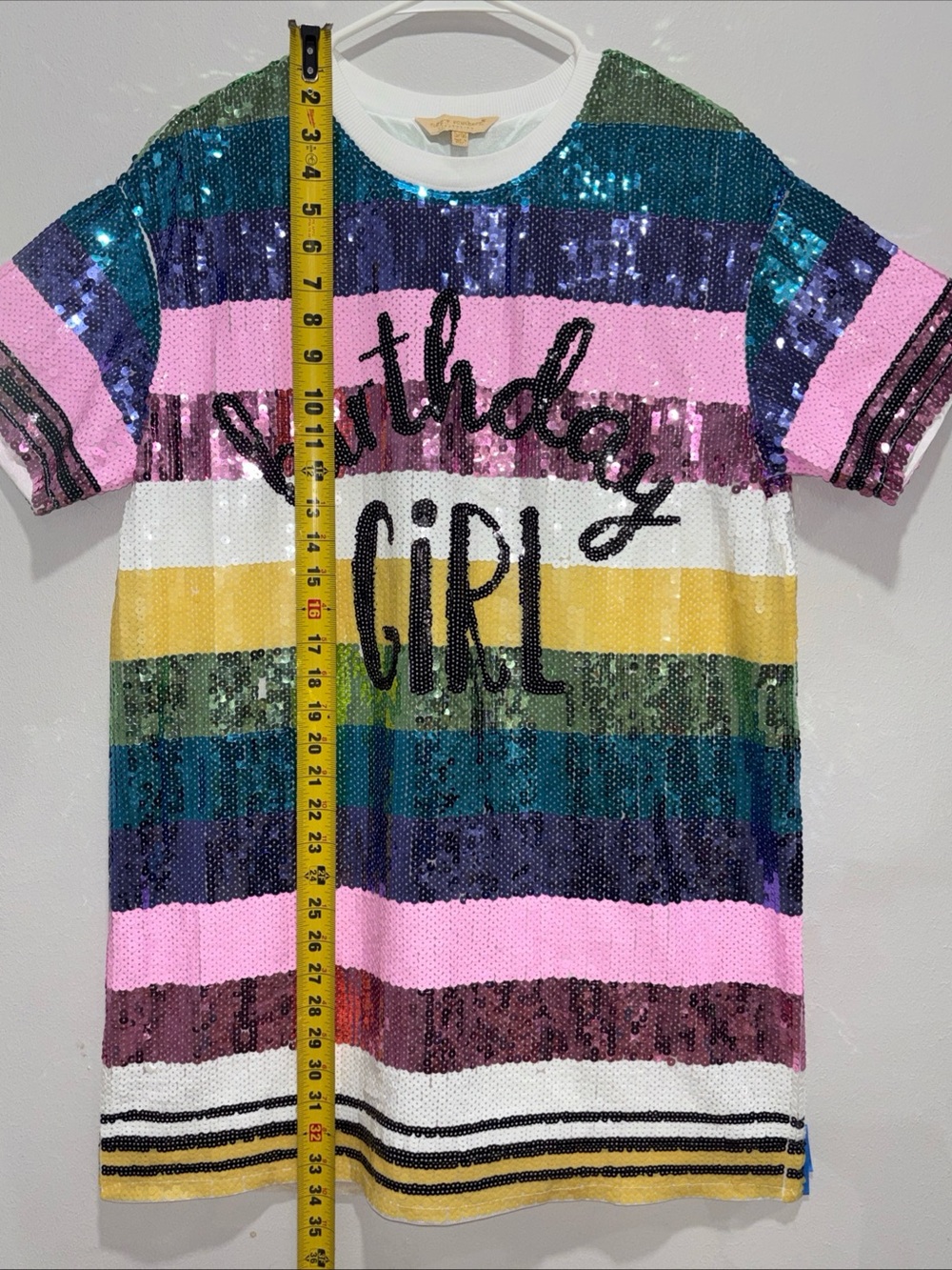 Simply Southern Birthday Girl Sequin Dress Women’s Size S/M Multi Color Striped - Picture 15 of 16